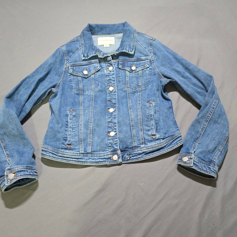 Pilcro and the Letterpress Denim Jacket Women XL Blue Medium Wash Stretch Cotton
